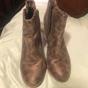 Gray “leather” ankle boots